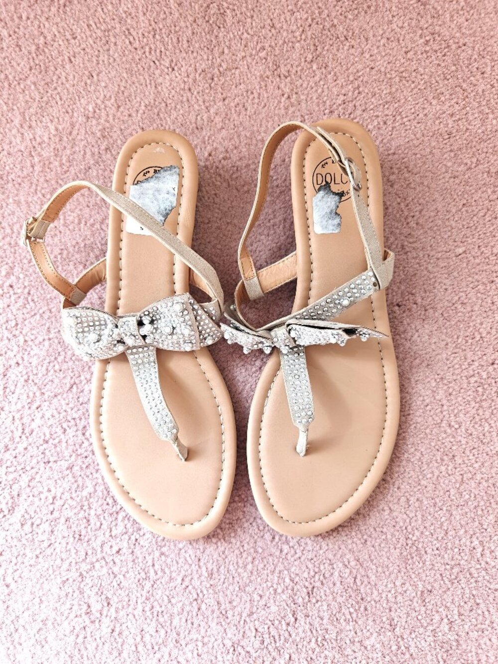 Dolce Women's Silver Bow Sandals, Size 9.5 M